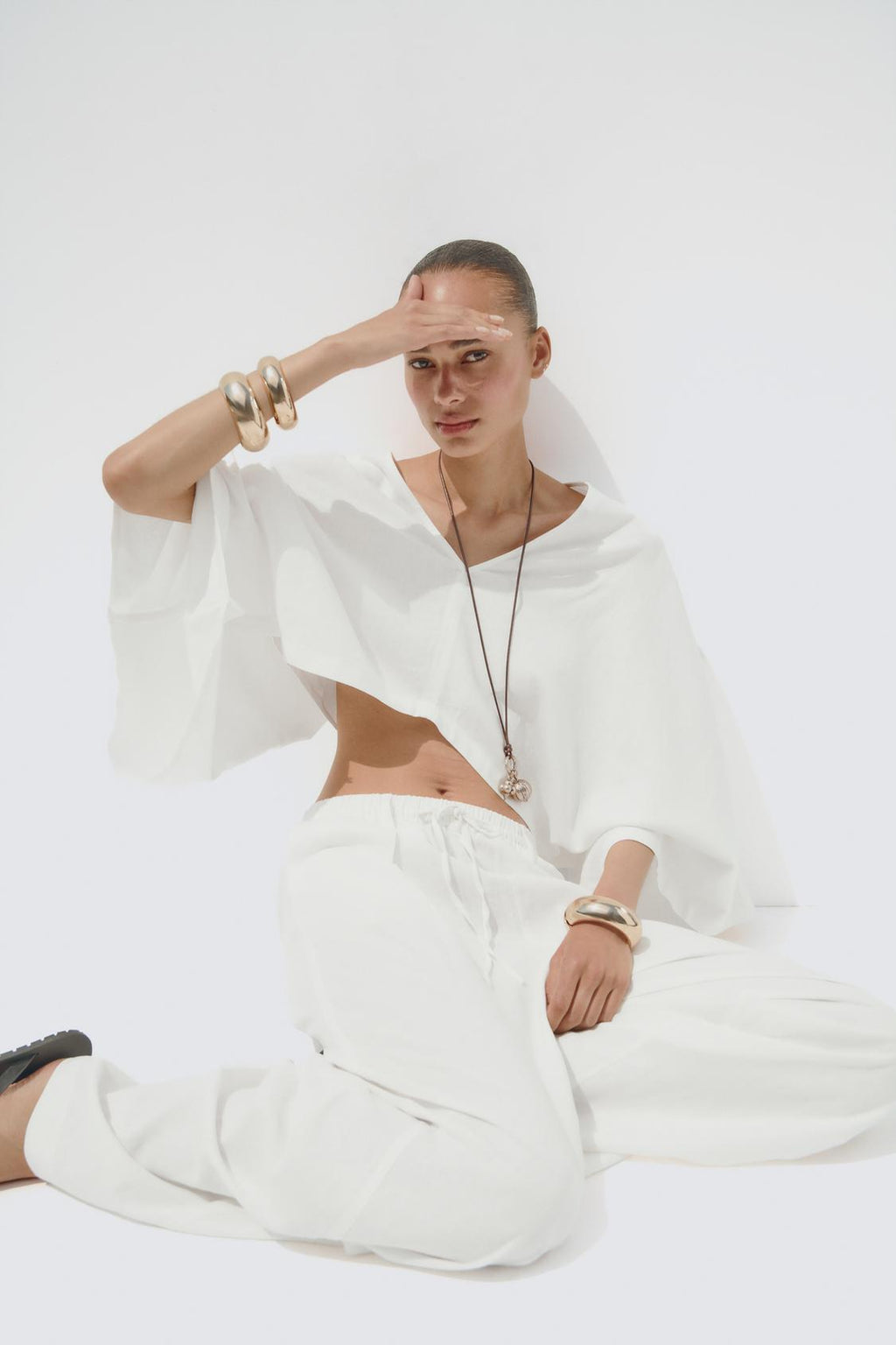 LINENBLEND-HOSE MIT KORDBUND