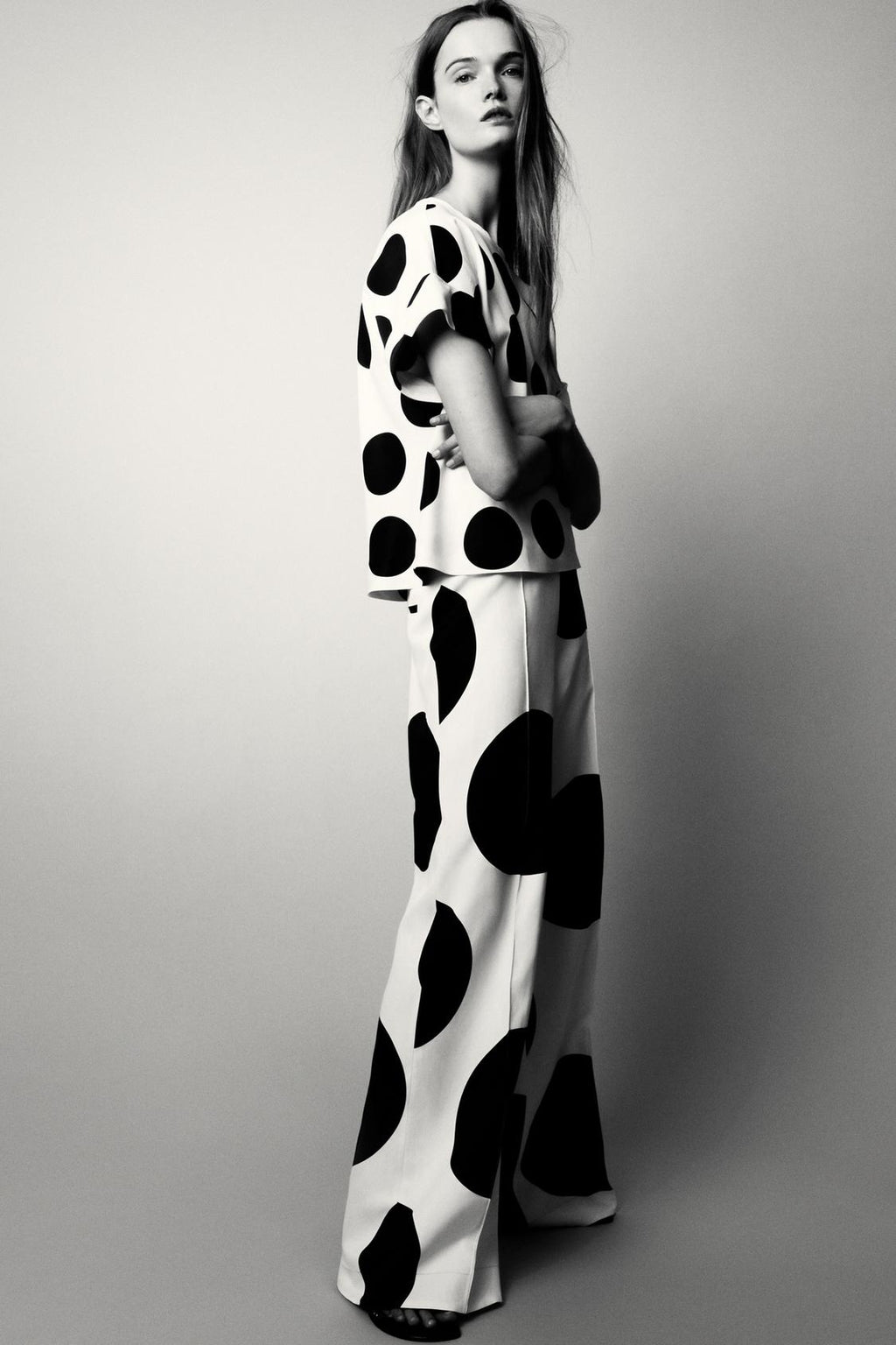 SIGNATURE WIDELEG-HOSE MIT PUNKTE-PRINT