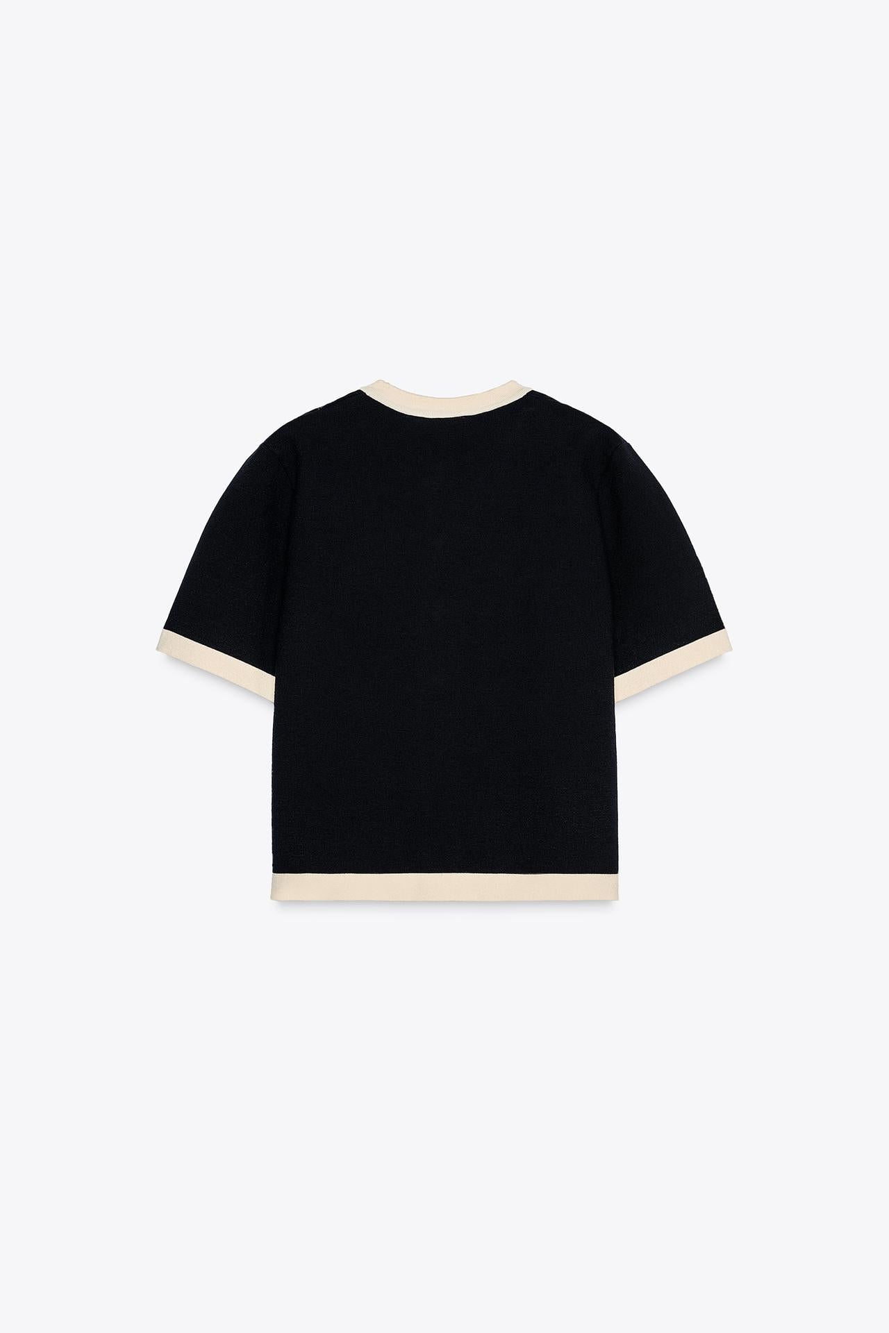 STRICKJACKE MIT KONTRASTDETAILS SCHWARZ