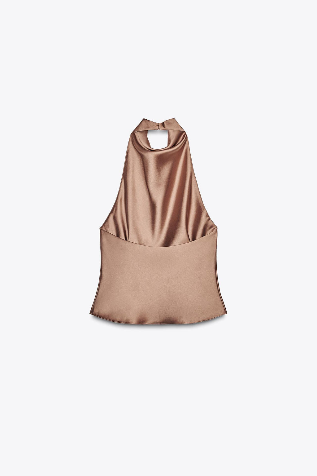 SATIN-HALTERTOP CAMEL MOYEN
