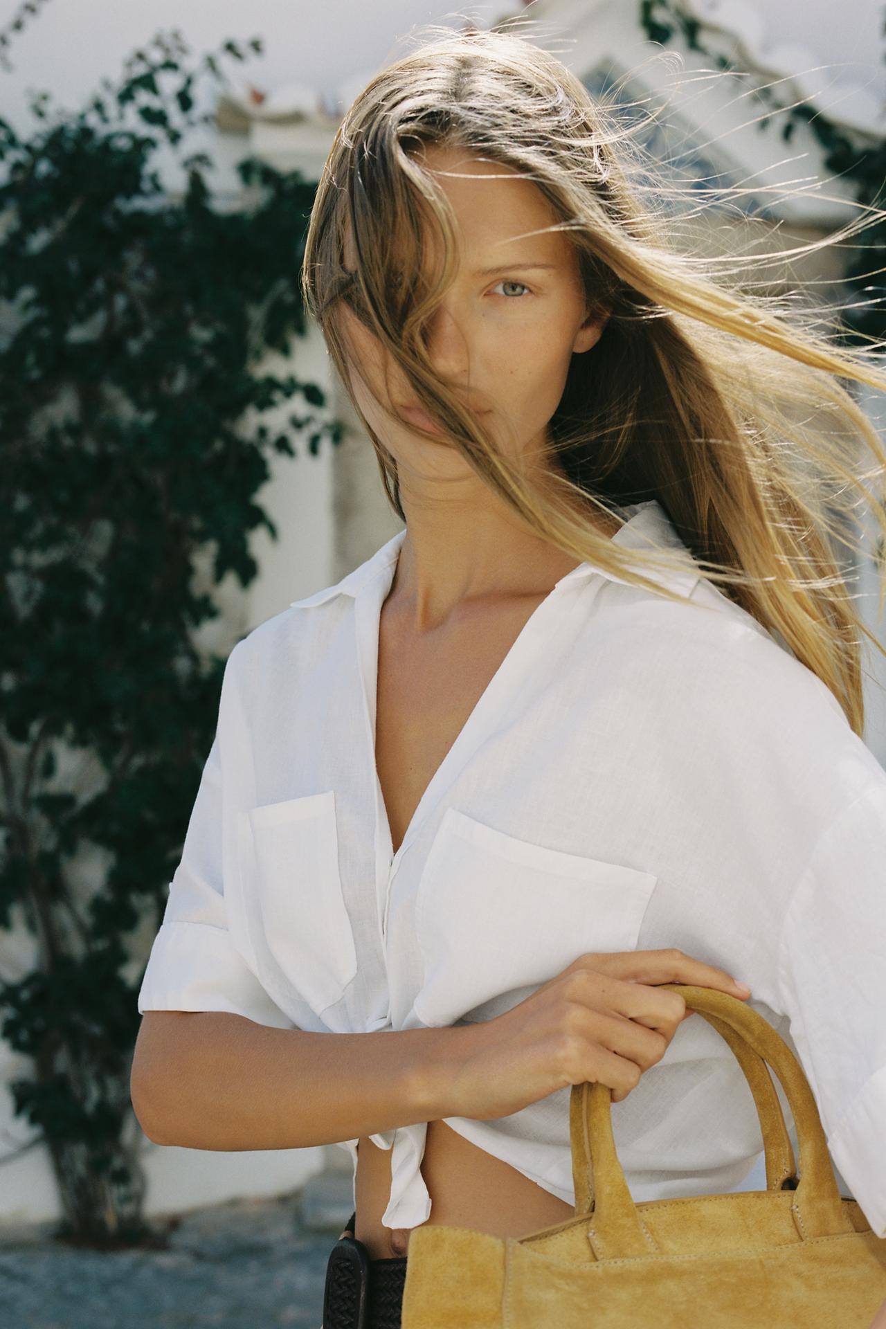 CROPPED-HEMD LEINEN WEISS