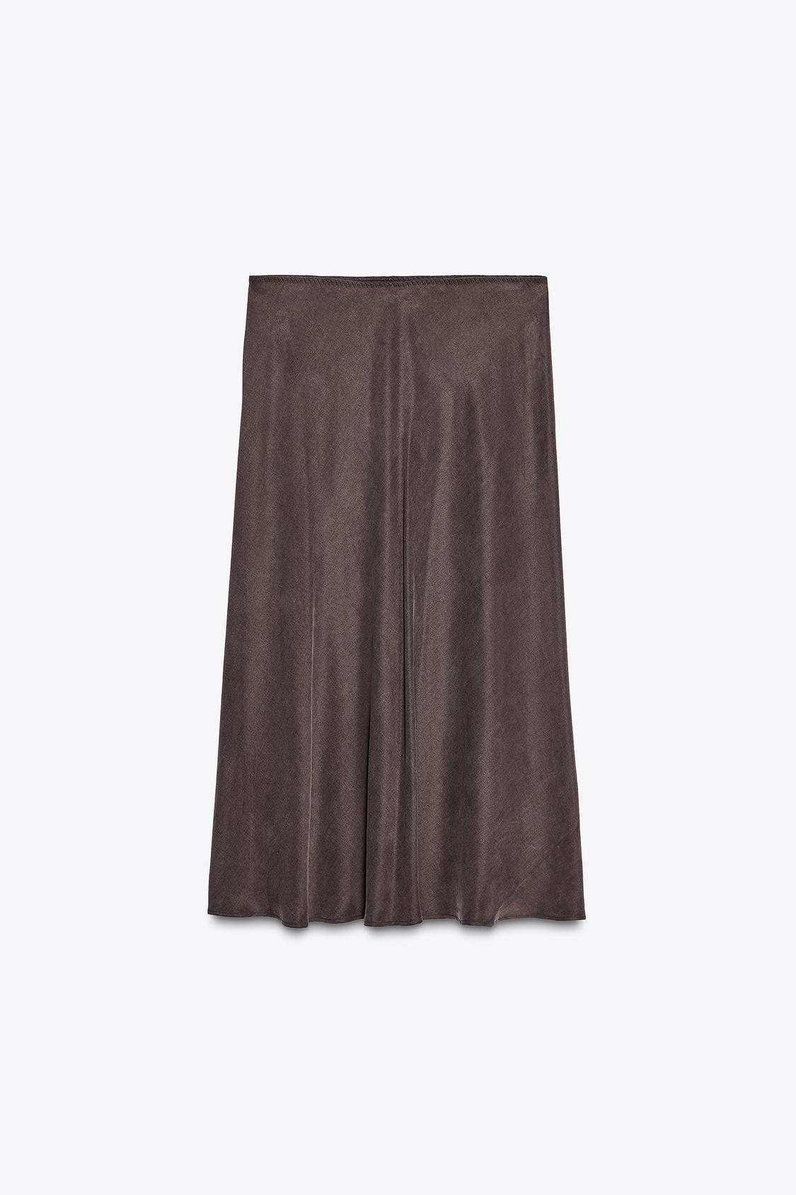 MIDI-ROCK AUS VISKOSE-LYOCELL-MIX BRAUN