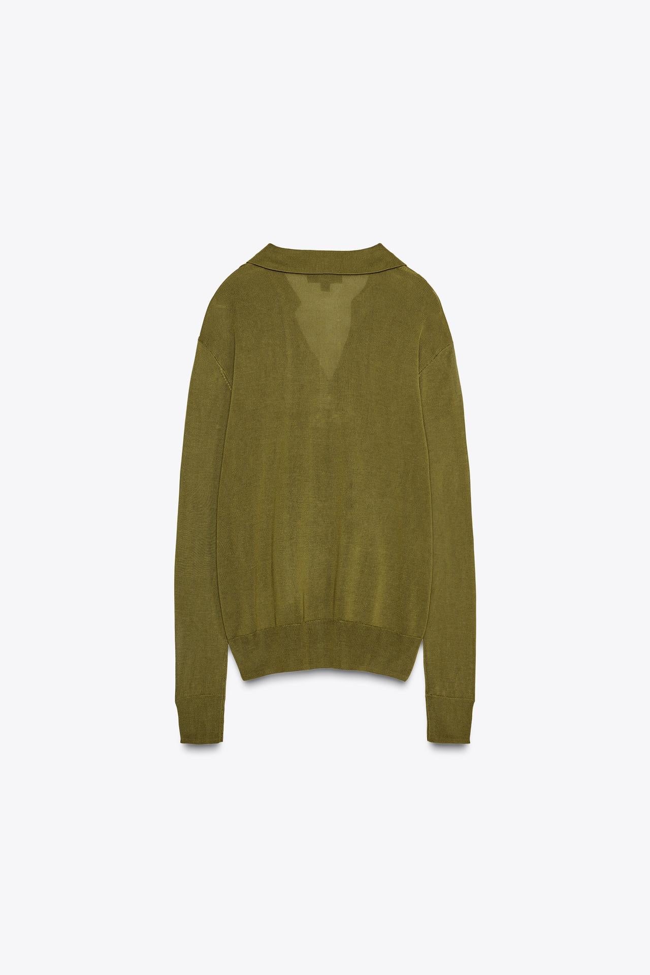 STRICK-POLOPULLOVER OLIVGRÜN