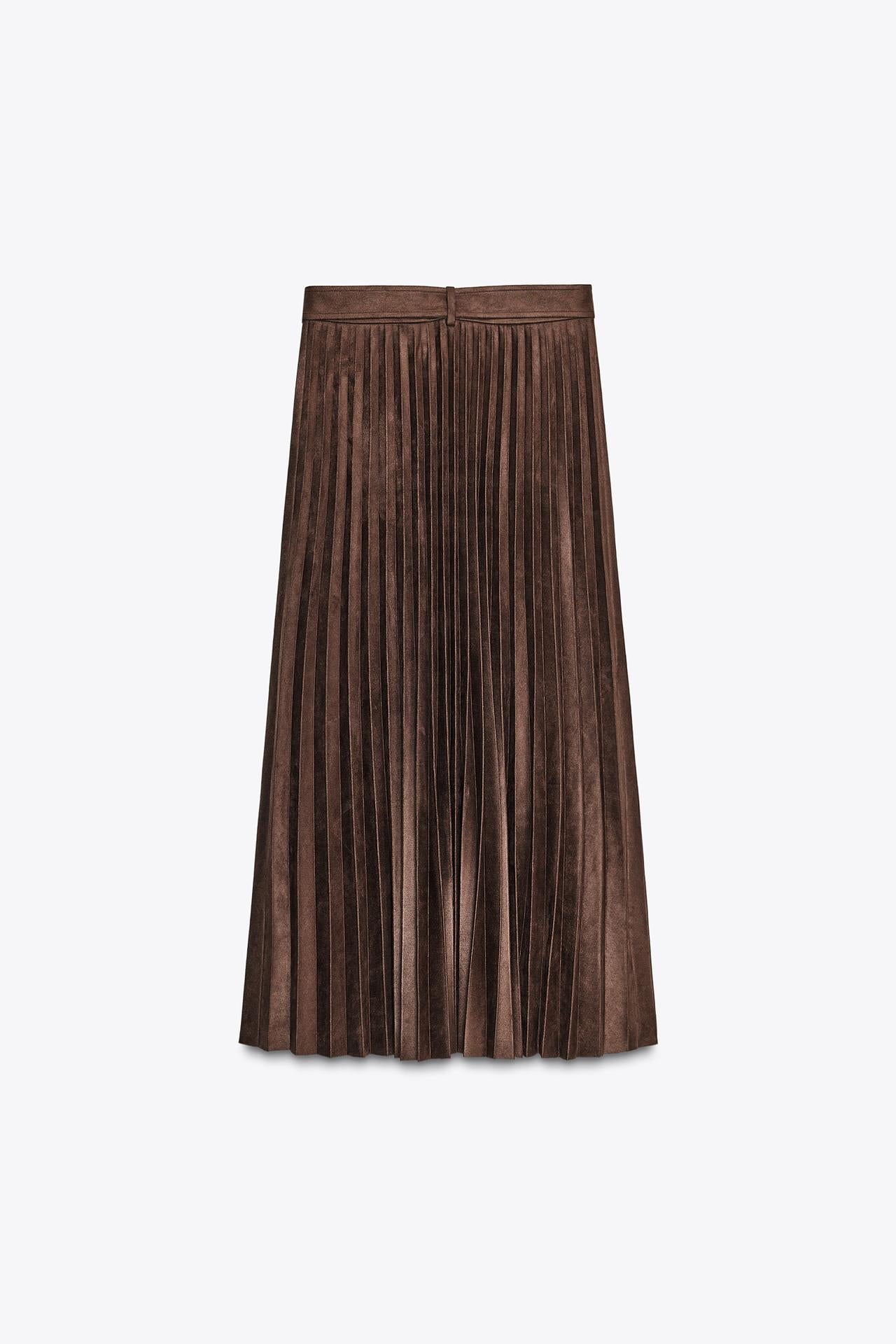 SIGNATURE WILDLEDEROPTIK MIDI-ROCK PLISSIERT