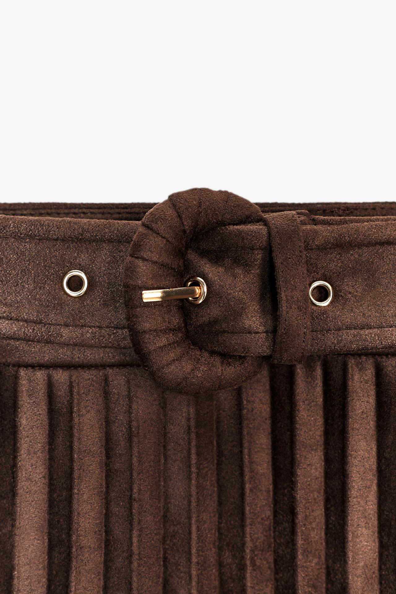 SIGNATURE WILDLEDEROPTIK MIDI-ROCK PLISSIERT