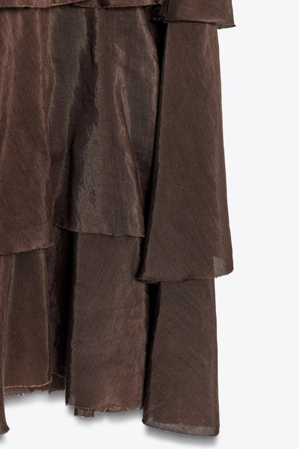 MIDI-ROCK MIT VOLANTS AUS VISKOSE-MIX BRAUN