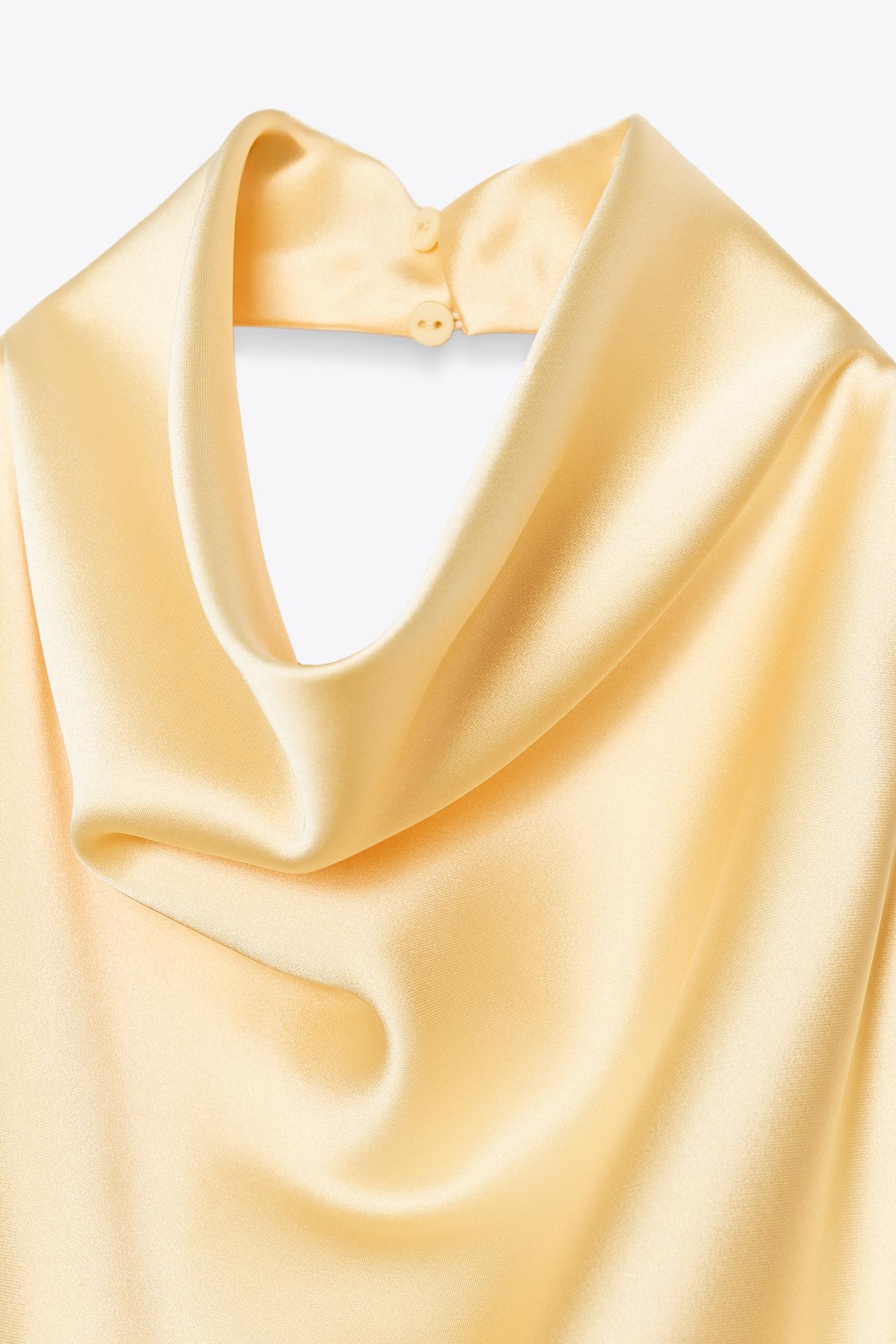 SATIN-HALTERTOP SAFFRON YELLOW