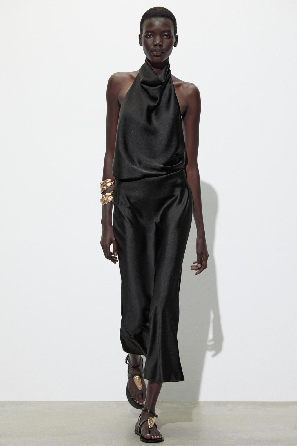 SATIN-HALTERTOP BLACK NOIR