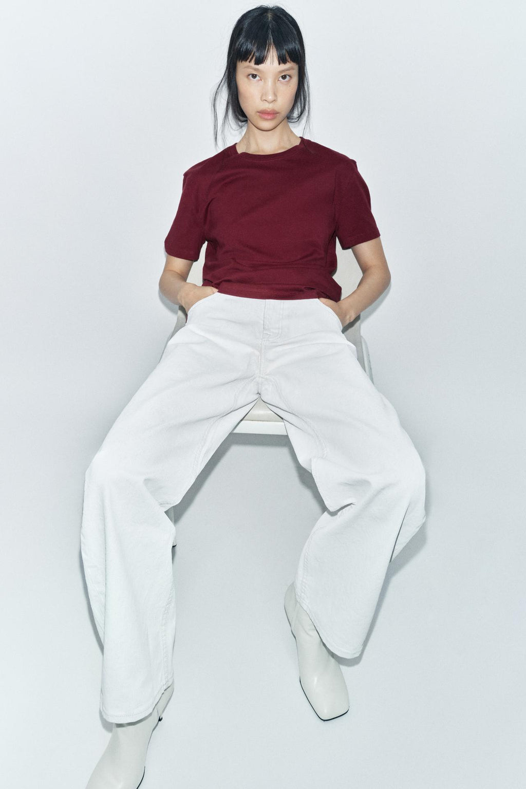 T-SHIRT BURGUNDER COTTON LINIE