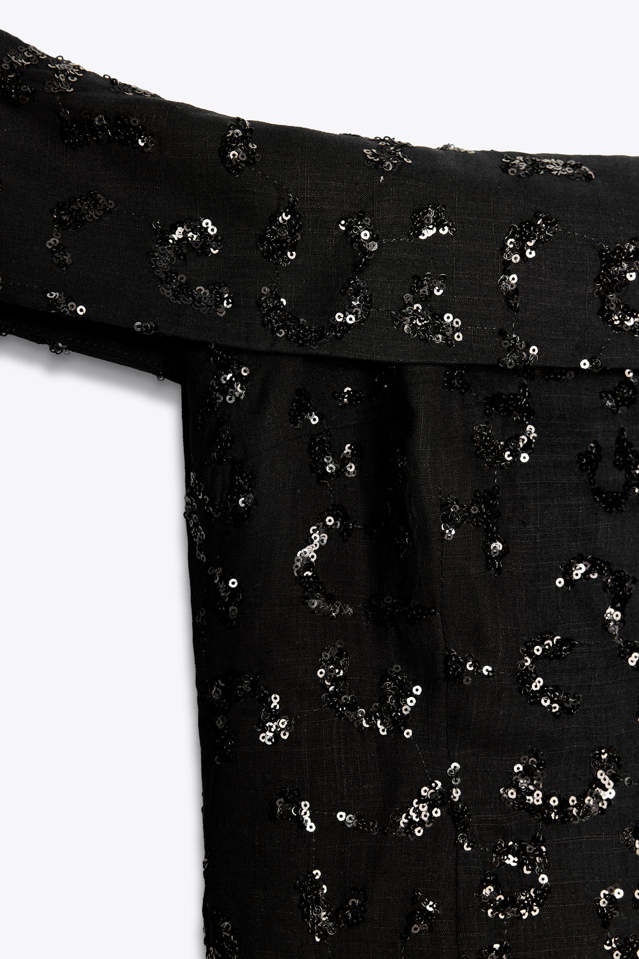 SIGNATURE PAILLETTEN-BUSTIER OFF-SHOULDER