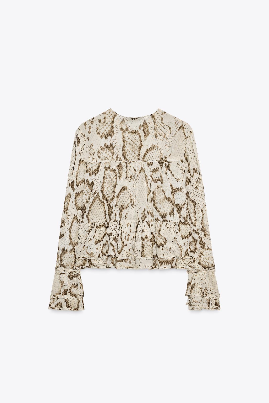 SEMI-TRANSPARENTE BLUSE MIT ANIMAL-PRINT