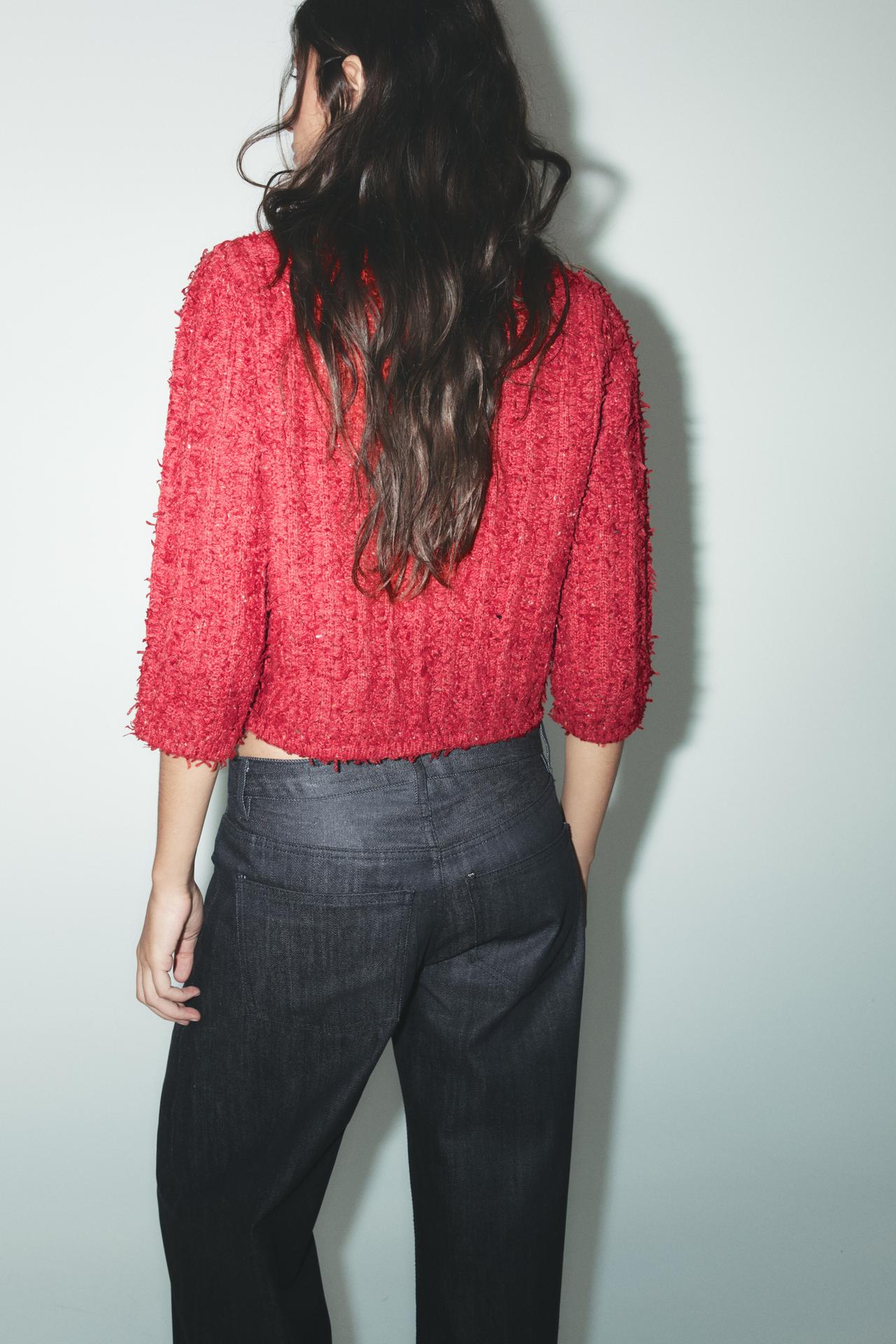 STRICKJACKE MIT 3/4-ÄRMELN ROT