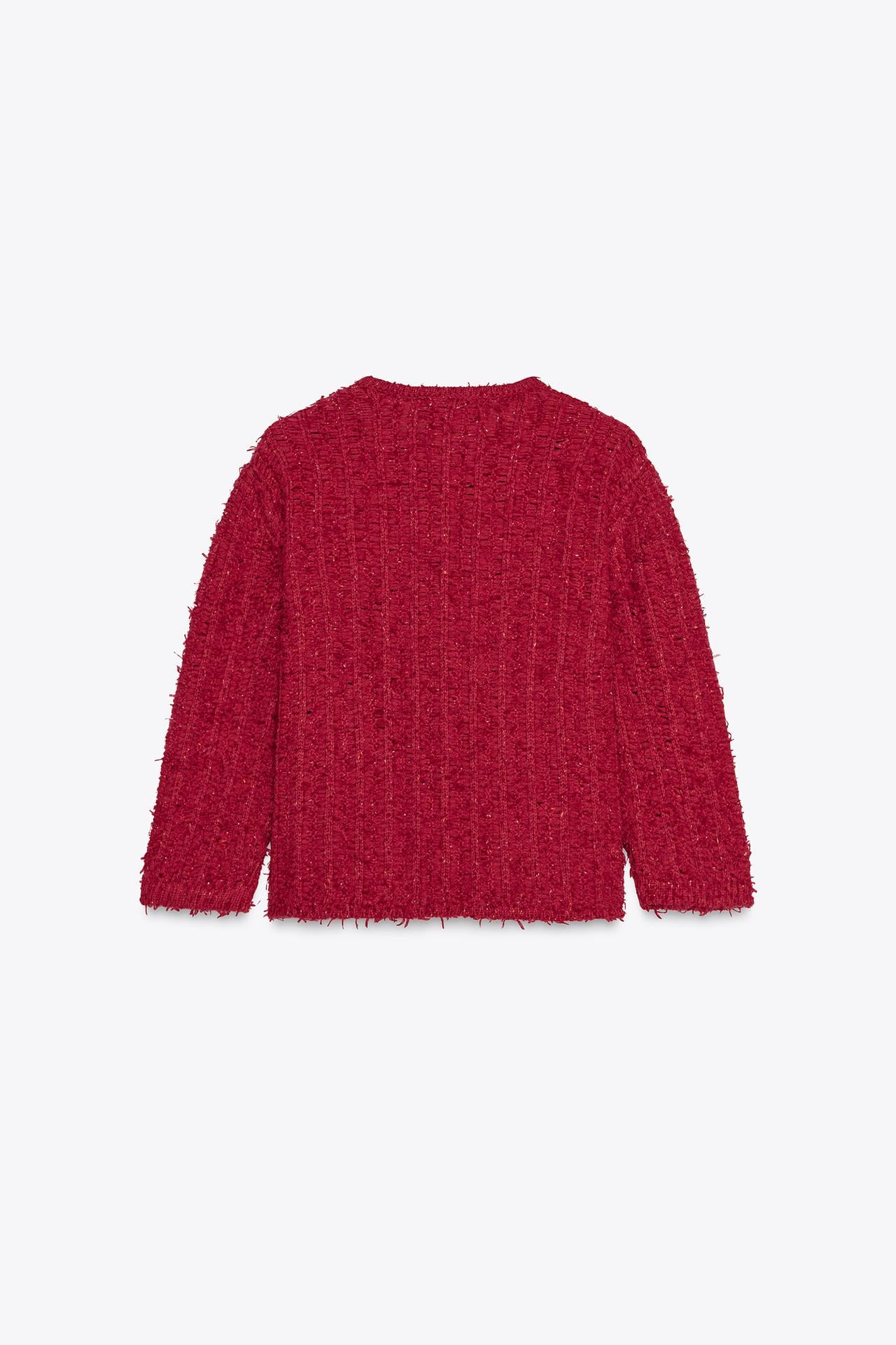 STRICKJACKE MIT 3/4-ÄRMELN ROT