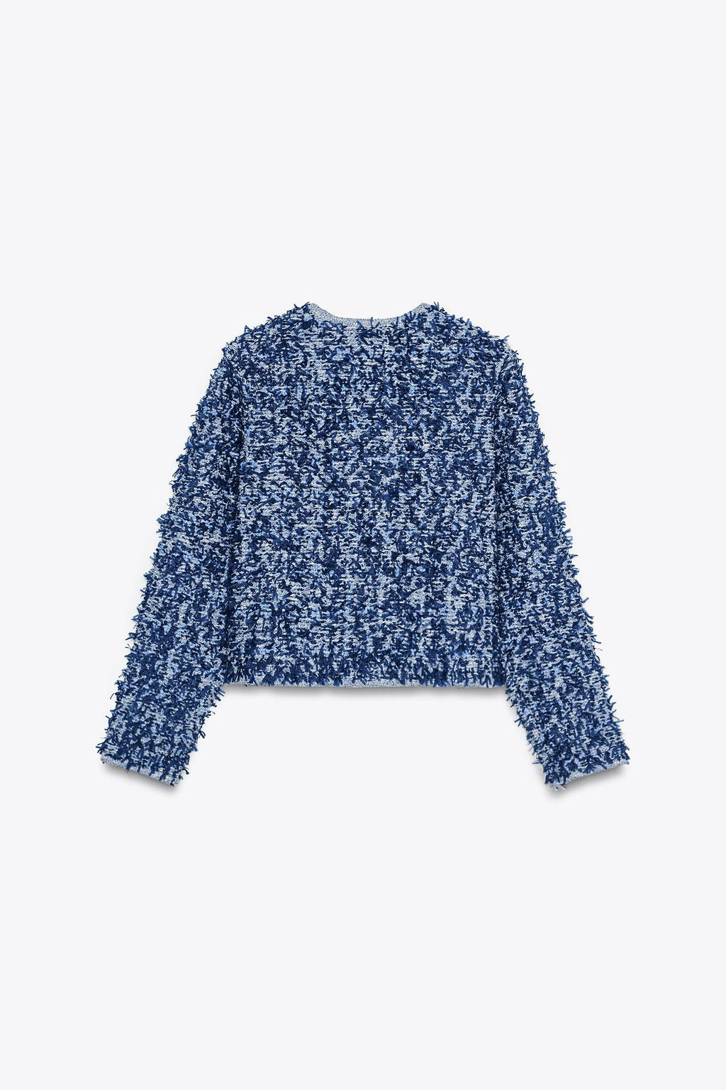 BOUCLÉ-STRICKJACKE BLAU