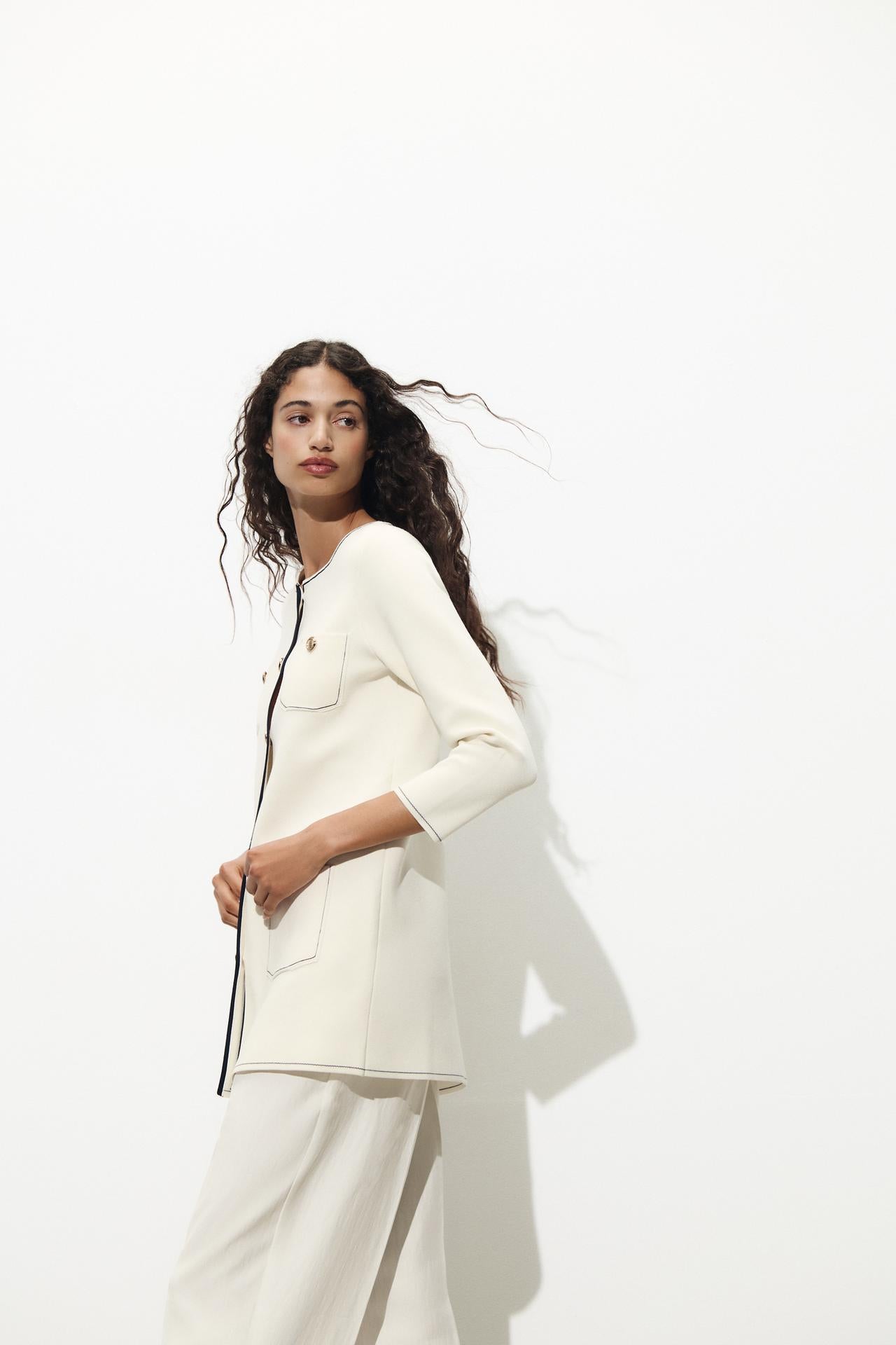 SIGNATURE STRICKJACKE KONTRAST ELFENBEIN