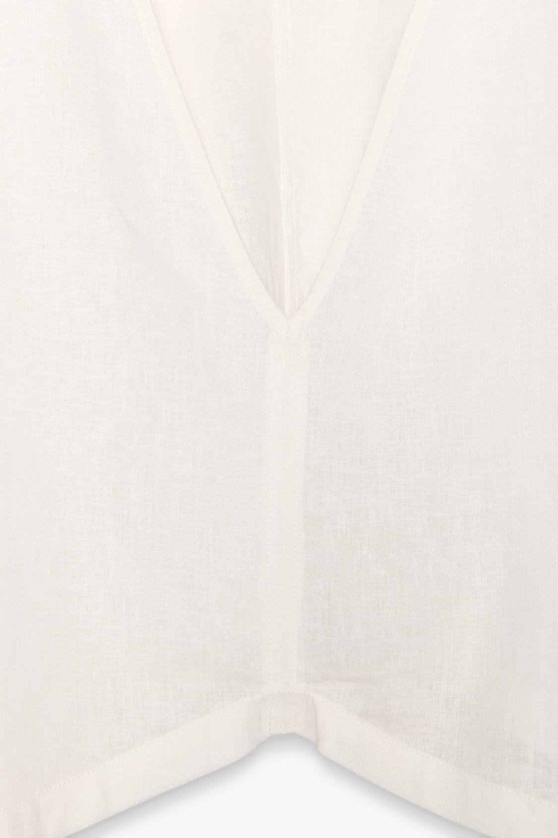 BLUSE MIT ÜBERWEITEN ÄRMELN AUS LEINENMIX