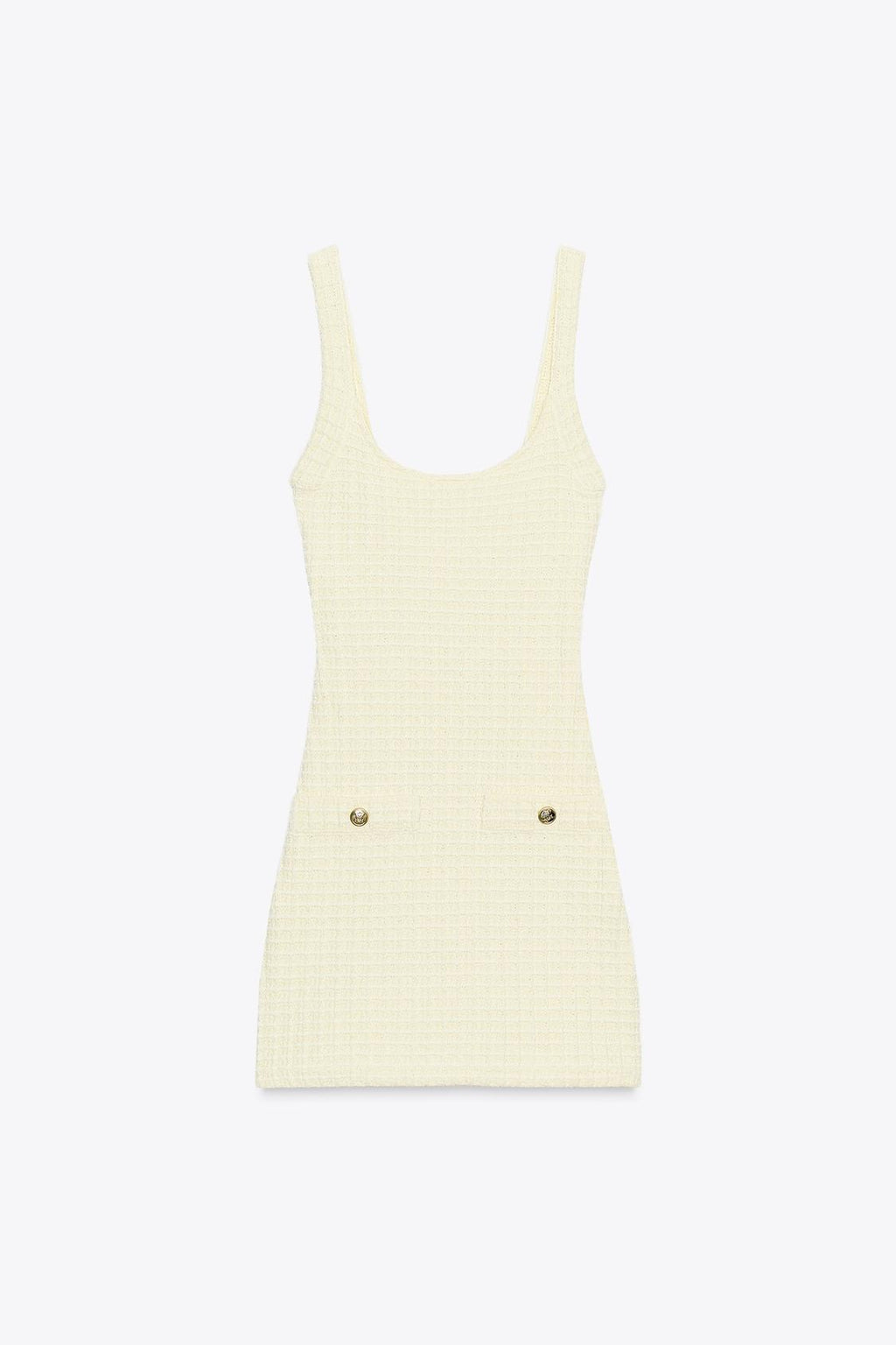 KURZES STRETCHKLEID IN HELLGELBER STRUKTUR-OPTIK