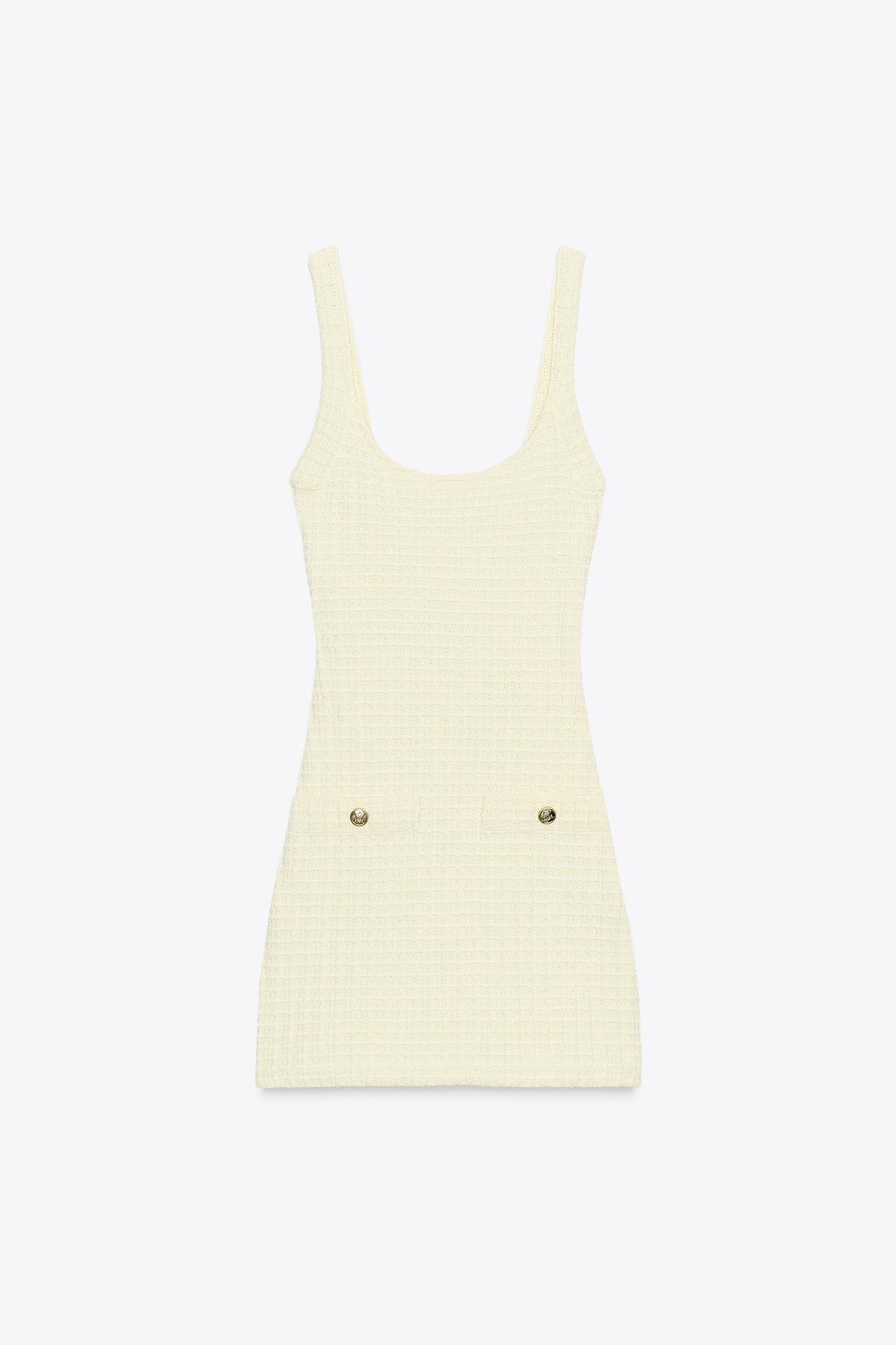 KURZES STRETCHKLEID IN HELLGELBER STRUKTUR-OPTIK