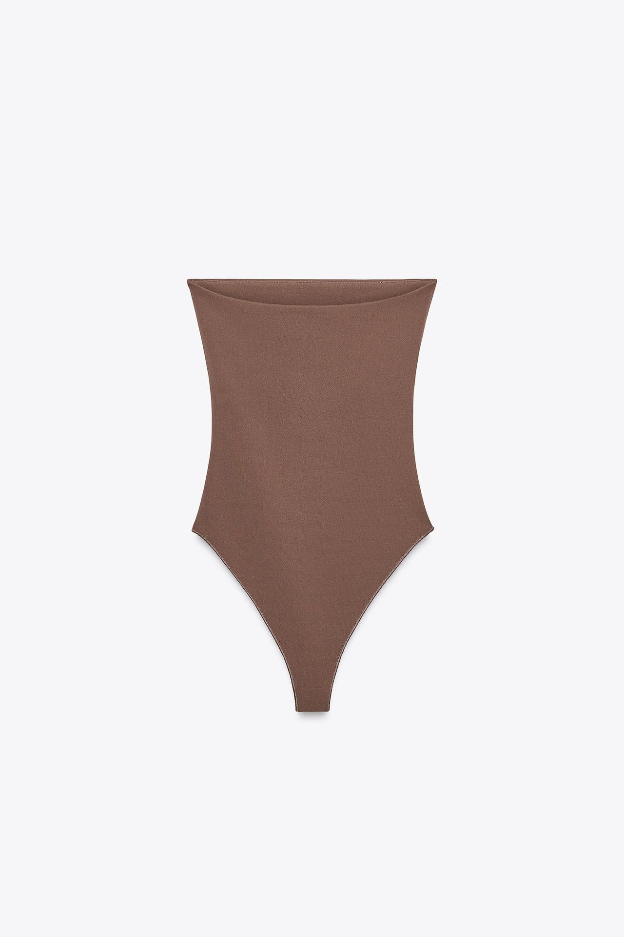 BANDEAU-BODY MIT CLEANER SILHOUETTE IN BRAUN