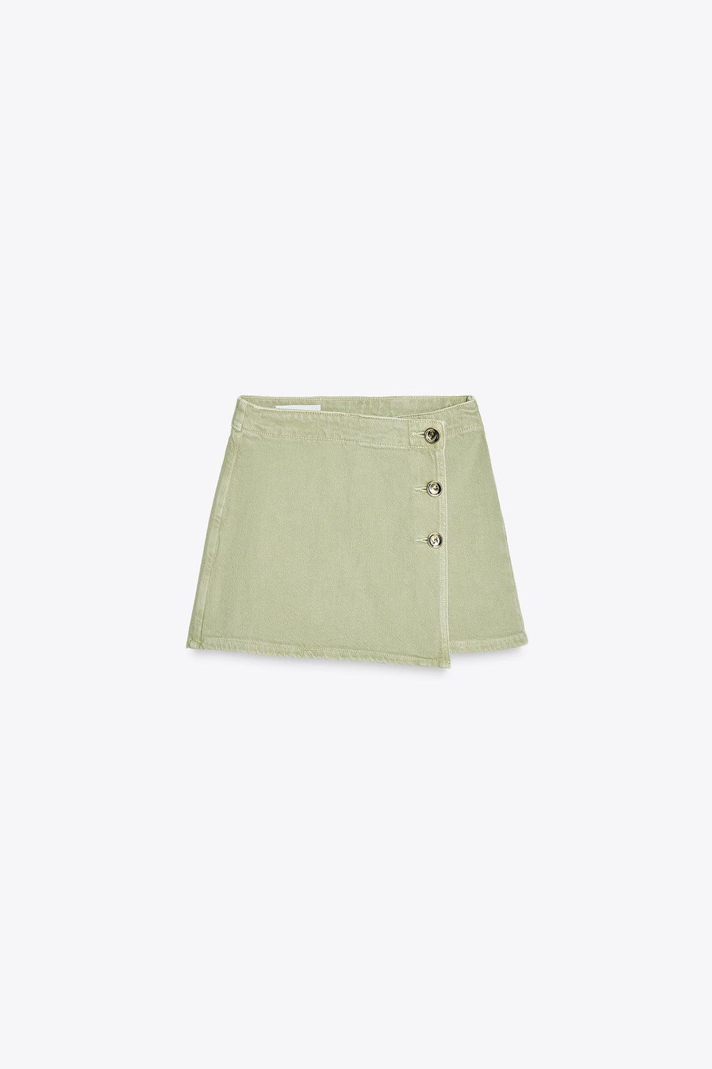 CROSSOVER-DENIM-SKORT KHAKI MIT KNOPFDETAILS