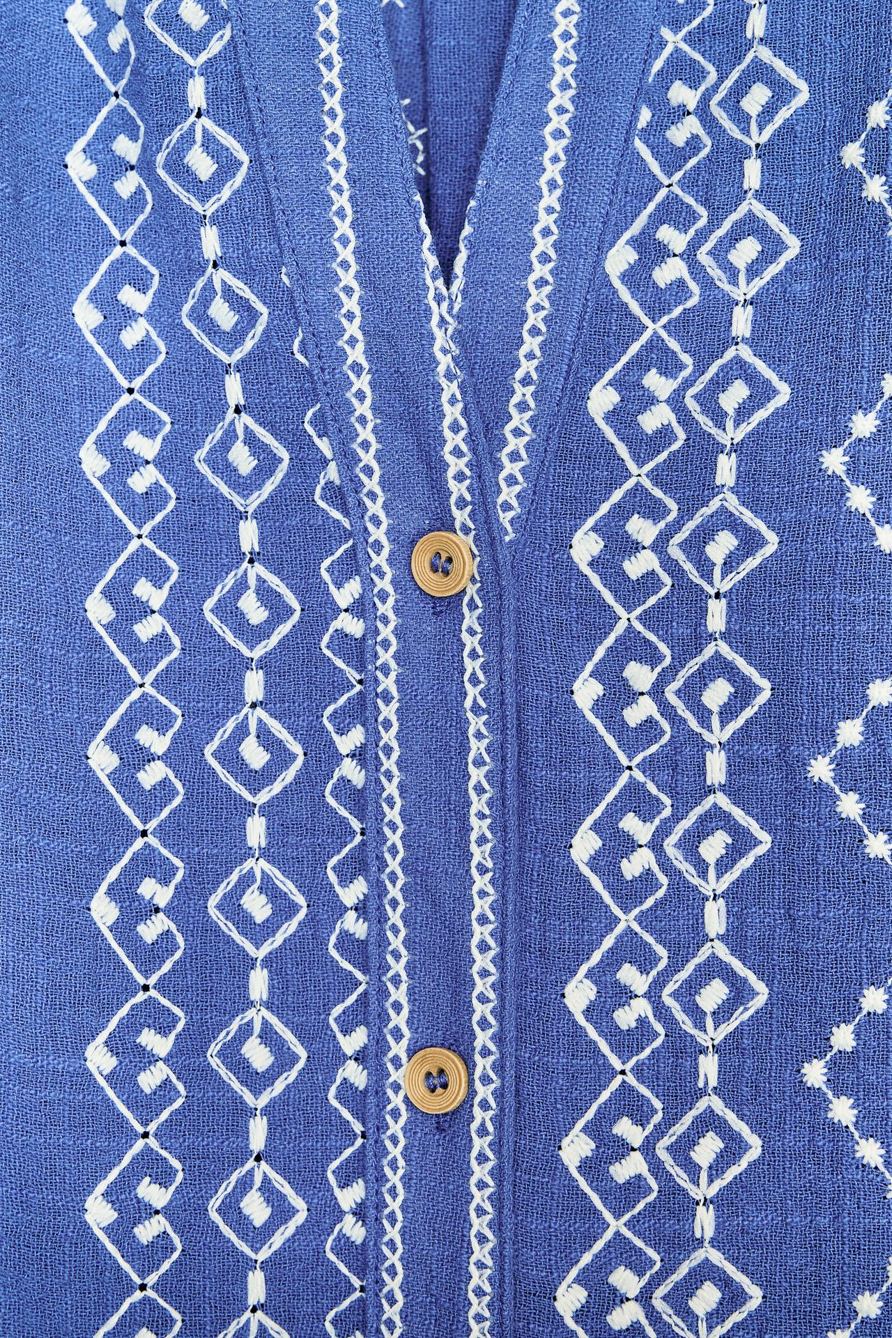 EMBROIDERED COTTON BLOUSE AZURBLAU