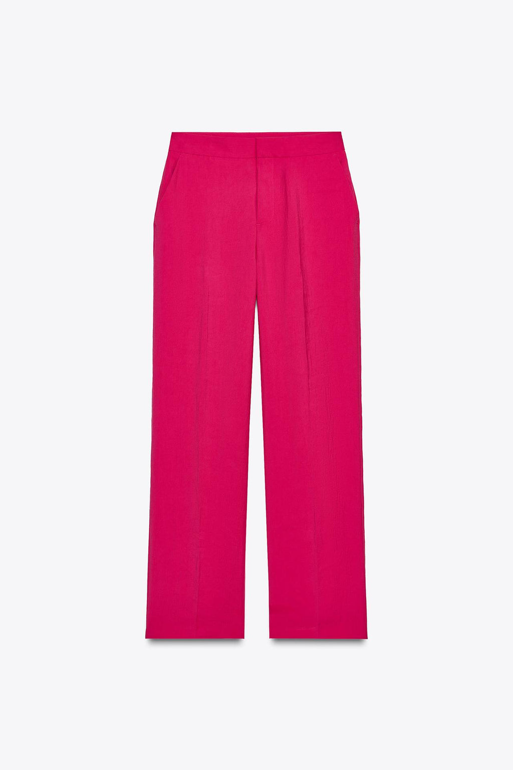 GERADES BEINHOSE MIT STRUKTURIERTER OPTIK IN FUCHSIA