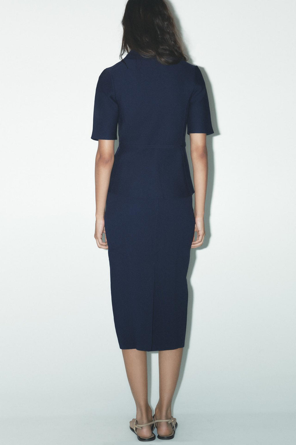 STRICK-MIDIROCK MIT HOHER TAILLE MARINEBLAU