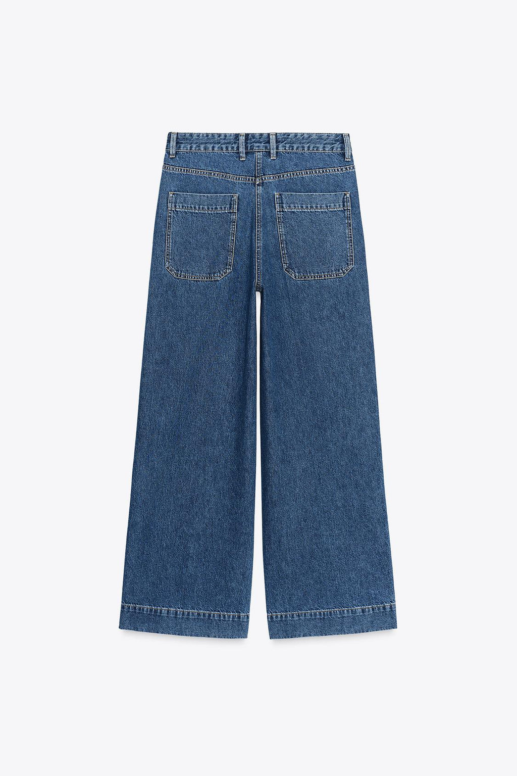 PREMIUM HIGH-WAIST JEANS MIT WEITEM BEIN IN DARK BLUE