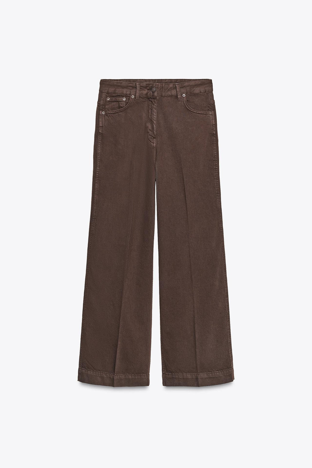 PREMIUM HIGH-WAIST JEANS MIT WEITEM BEIN IN SCHOKOBRAUN