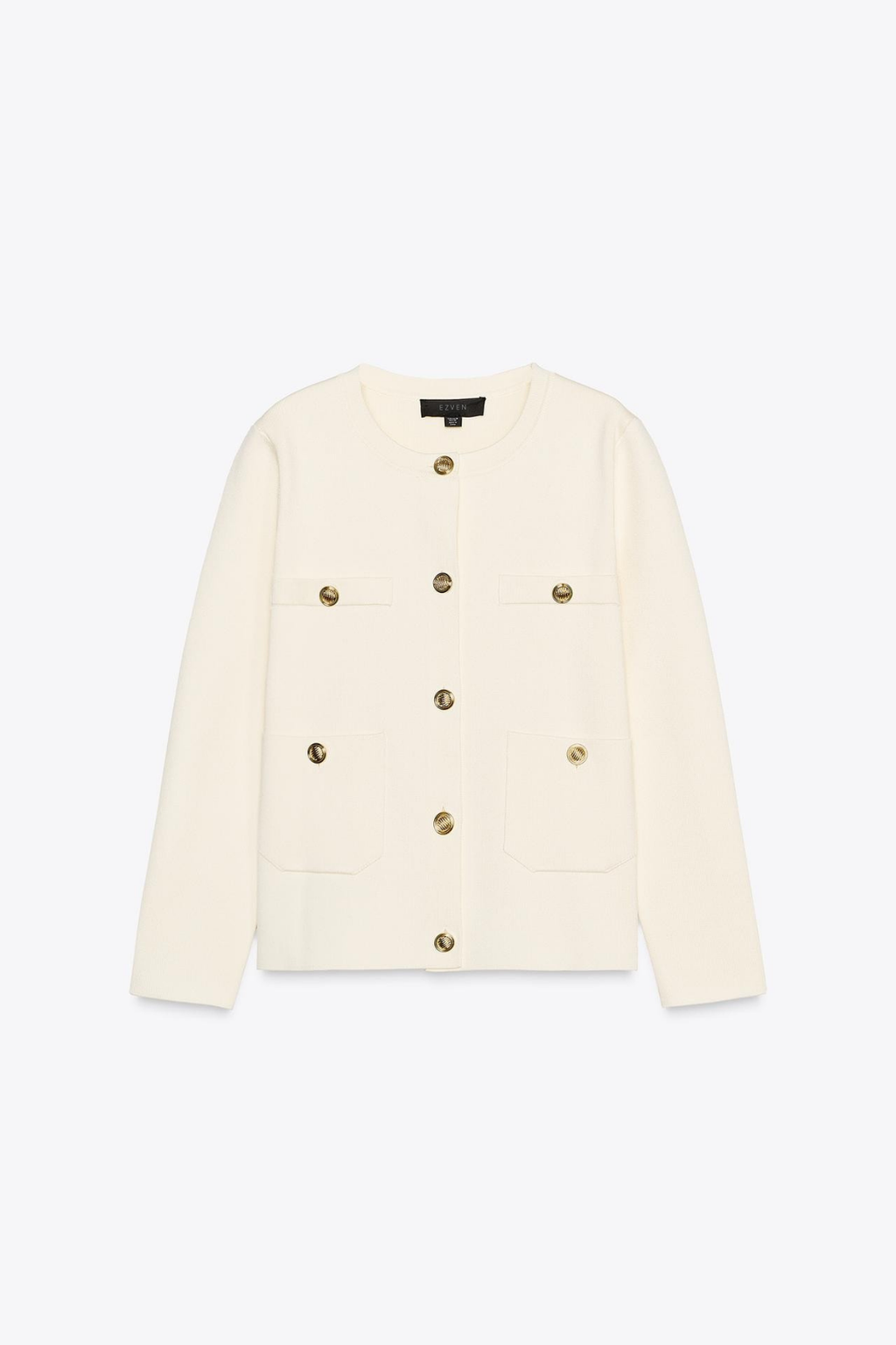 STRICKJACKE MIT GOLDKNÖPFEN ELFENBEIN