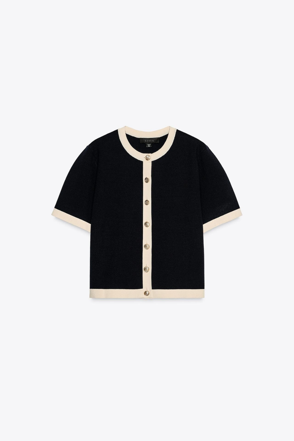 STRICKJACKE MIT KONTRASTDETAILS SCHWARZ