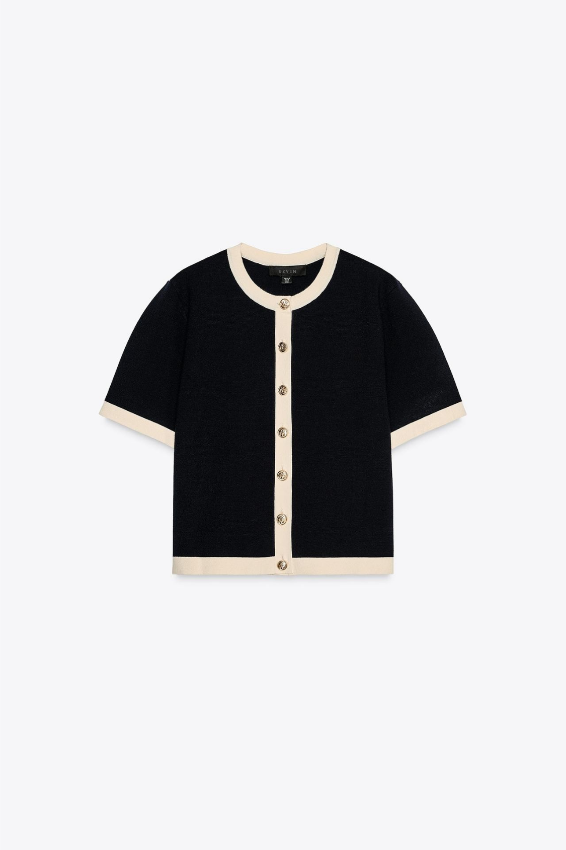 STRICKJACKE MIT KONTRASTDETAILS SCHWARZ