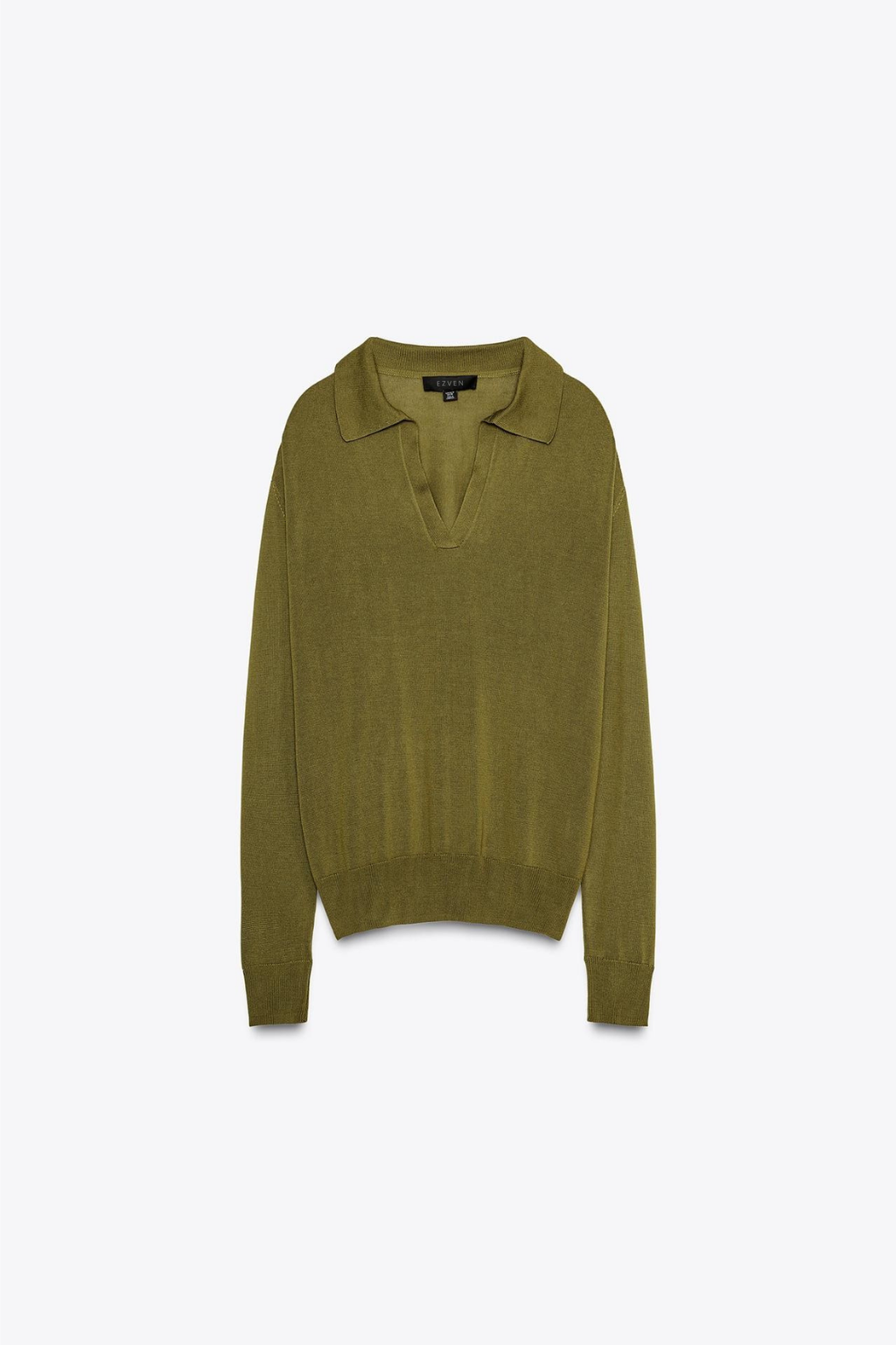 STRICK-POLOPULLOVER OLIVGRÜN