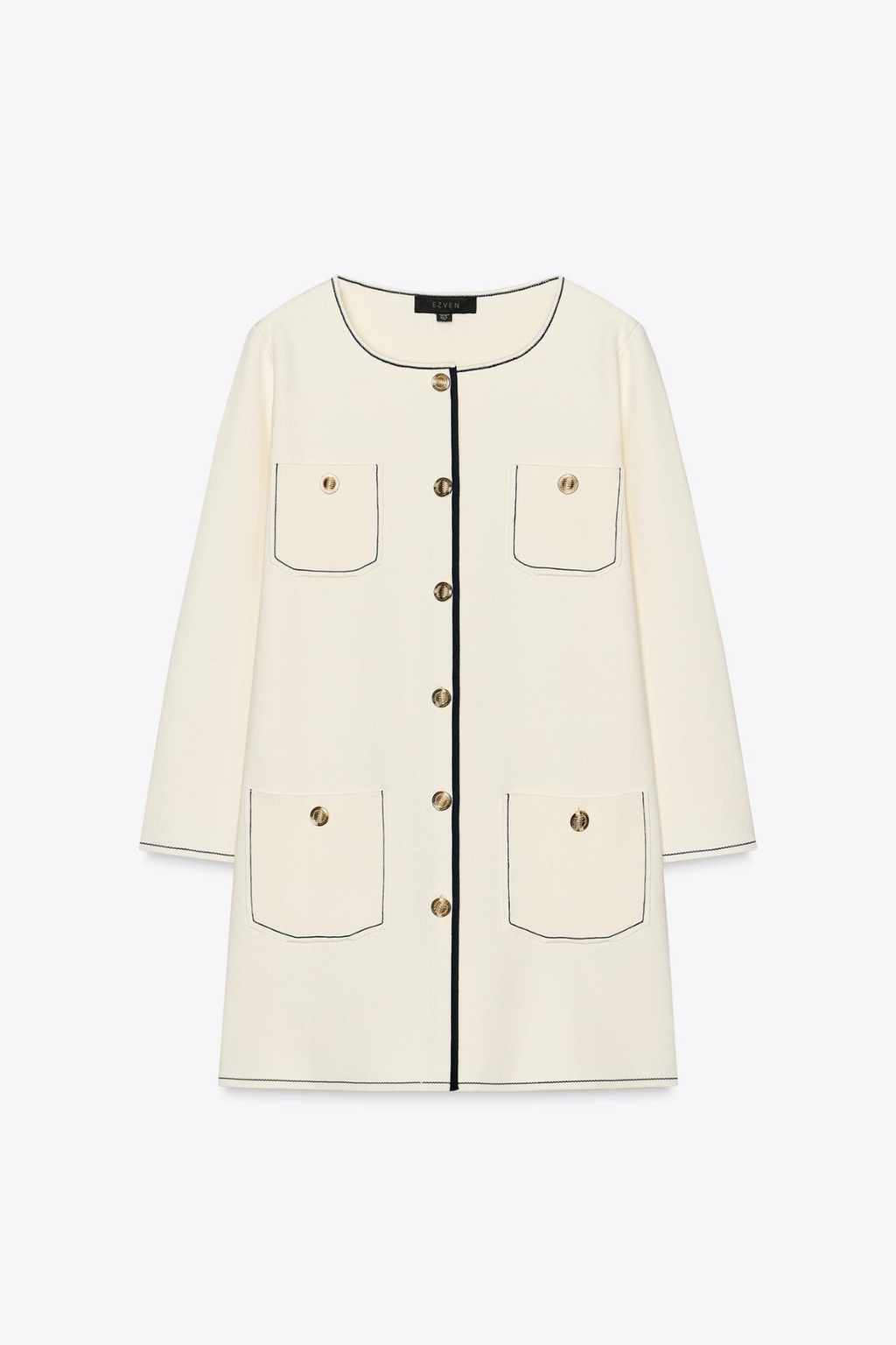 SIGNATURE STRICKJACKE KONTRAST ELFENBEIN