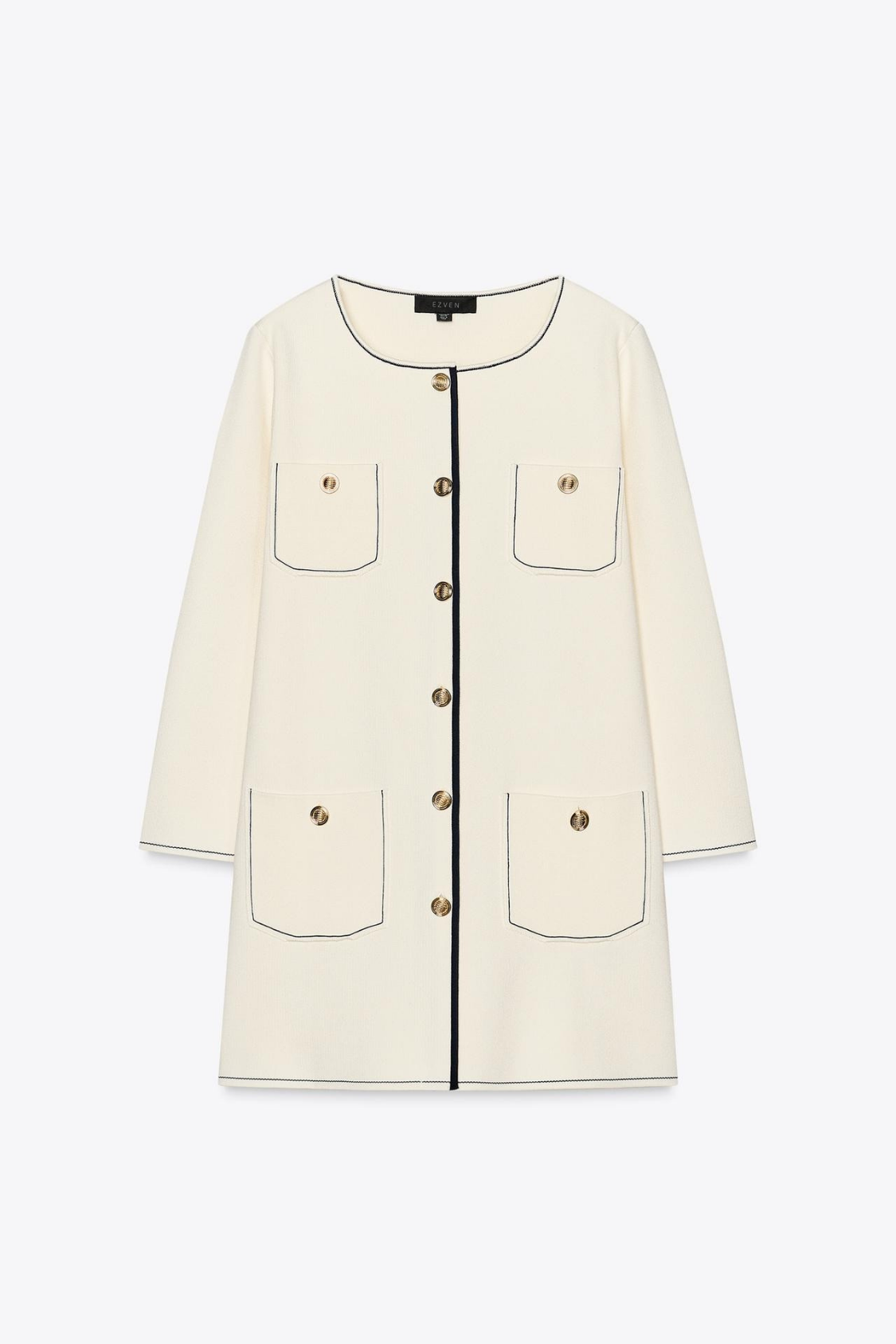 SIGNATURE STRICKJACKE KONTRAST ELFENBEIN