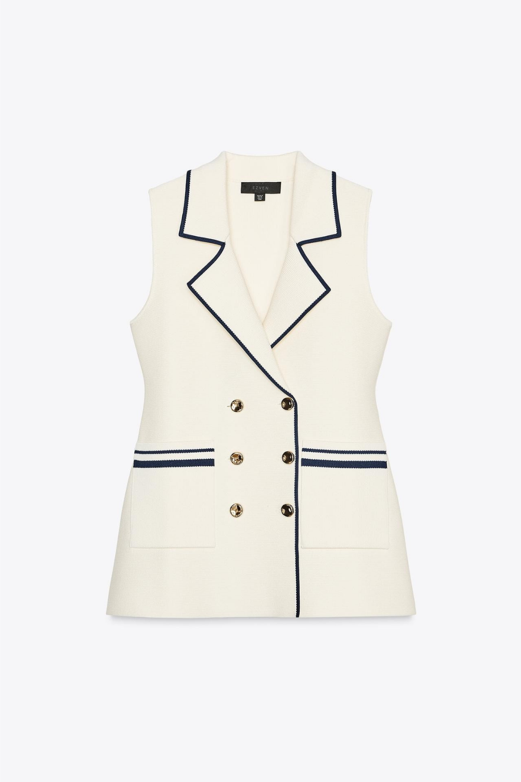 STRICKWESTE MIT GOLDKNÖPFEN ELFENBEIN